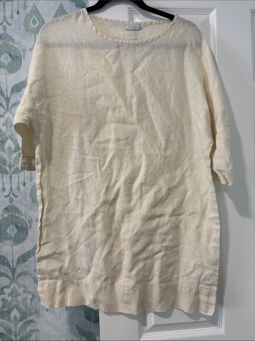 Fog linen work Cream Linen Short-Sleeve Tunic